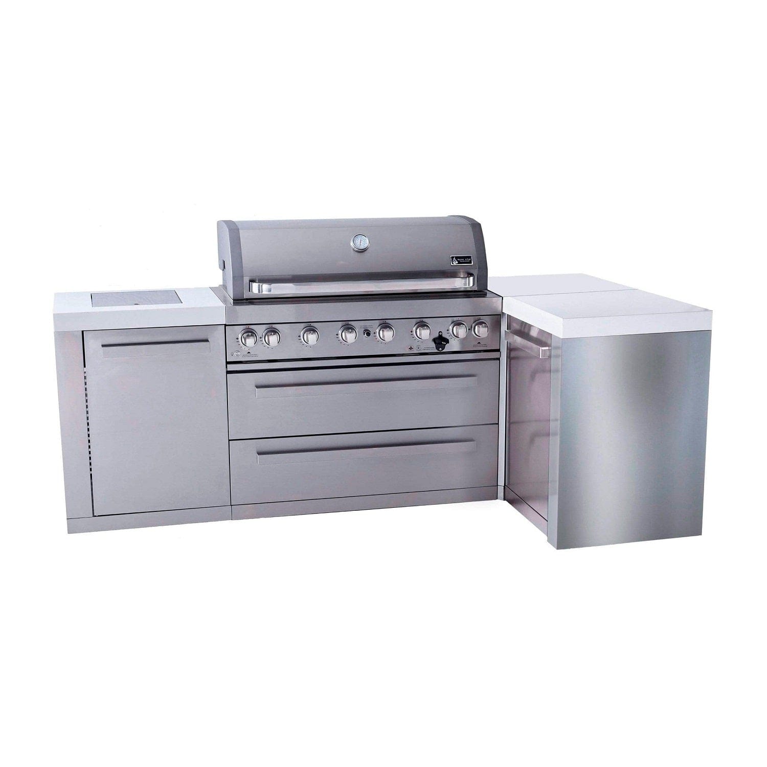 Mont Alpi 805 Island with 90 Degree Corner / 6-Burner Grill, 2 Infrared Burners, Stainless Steel / MAi805-90C