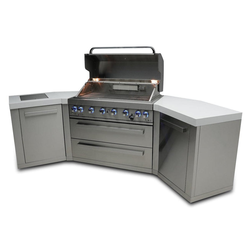 Mont Alpi 805 Island with Two 45 Degree Corners / 6-Burner Grill, 2 Infrared Burners, Stainless Steel / MAi805-45