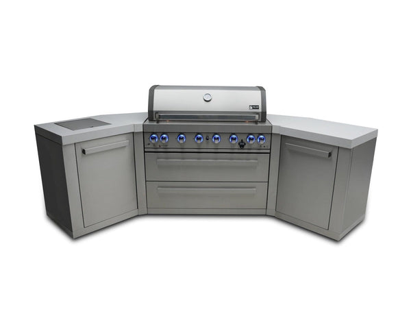 Mont Alpi 805 Island with Two 45 Degree Corners / 6-Burner Grill, 2 Infrared Burners, Stainless Steel / MAi805-45