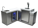 Mont Alpi Beverage Center with Kegerator and 90 Degree Corner / Sink, Fridge, 3 Beer Taps, Stainless Steel / MA-BEV90KEG