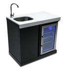 Mont Alpi Black Stainless Steel Beverage Center / Sink, Fridge, White Composite Granite Counter / MASF-BSS