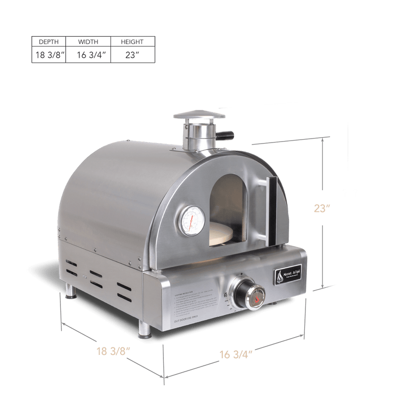 Mont Alpi Portable Tabletop Pizza Oven / Stainless Steel, Bake, Roast / Outdoor Kitchen, RV, Camping / MAPZ