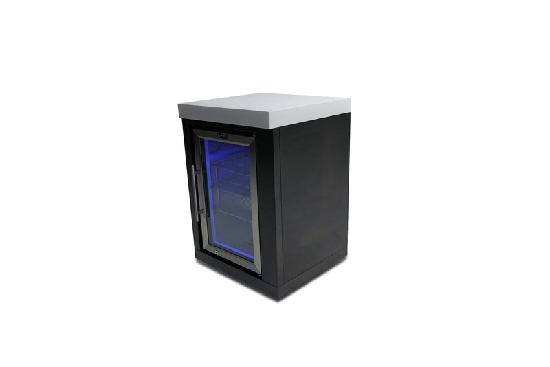 Mont Alpi Black Stainless Steel Single Fridge Module / Outdoor Rated, Lockable, Blue LED Lights / MASFM-BSS