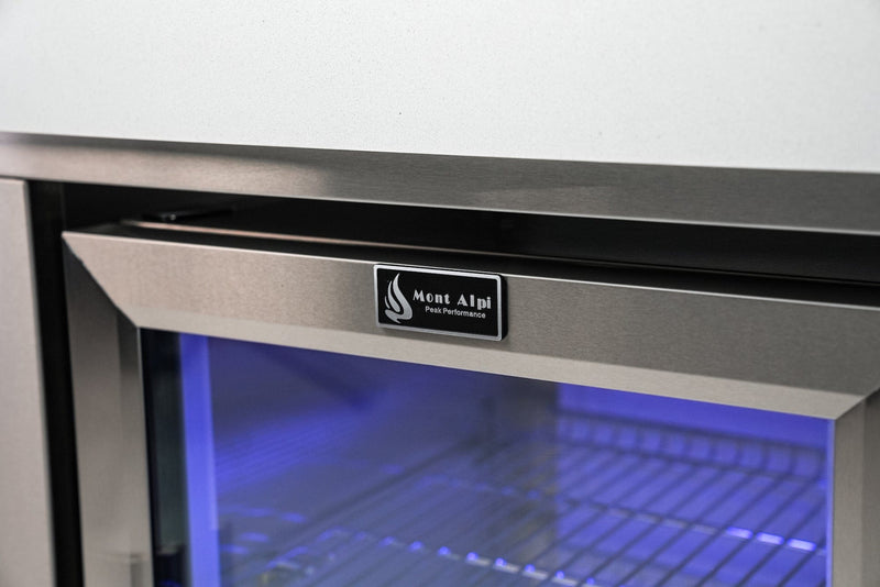 Mont Alpi Black Stainless Steel Single Fridge Module / Outdoor Rated, Lockable, Blue LED Lights / MASFM-BSS