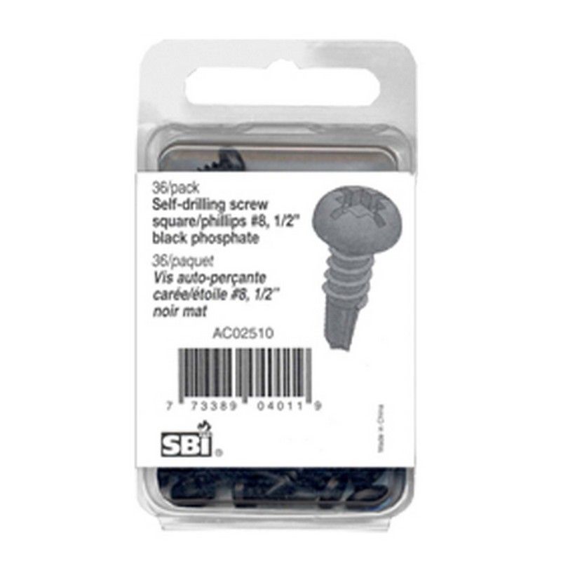 Drolet SELF-TAPPING BLACK SCREW SQUARE/PHILLIPS #8 X 1/2