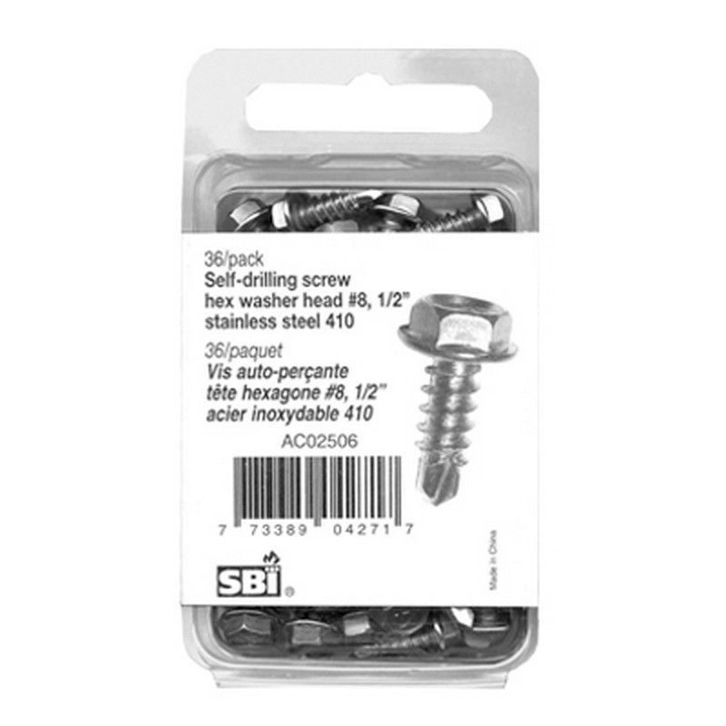 Drolet SELF-TAPPING STAINLESS SCREW HEX WASHER HEAD #8 X 1/2