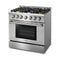 Thor Kitchen 36-Inch 5.2 cu. ft. Professional Gas Range in Stainless Steel HRG3618ULP