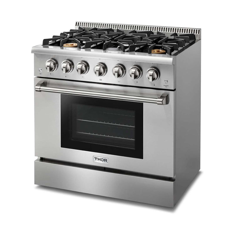 Thor Kitchen 36-Inch 5.2 cu. ft. Professional Gas Range in Stainless Steel HRG3618ULP