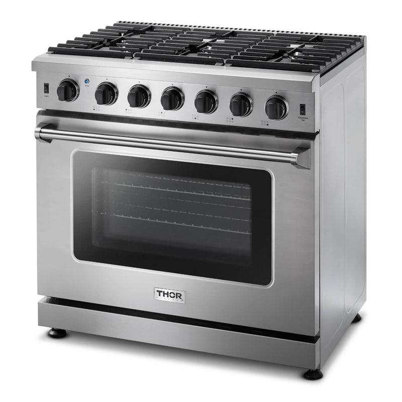 Thor Kitchen 36-Inch 6.0 Cu. Ft Single Oven Professional Gas Range in Stainless Steel LRG3601ULP