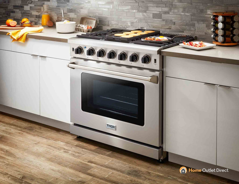 Thor Kitchen 36-Inch 6.0 Cu. Ft Single Oven Professional Gas Range in Stainless Steel LRG3601ULP