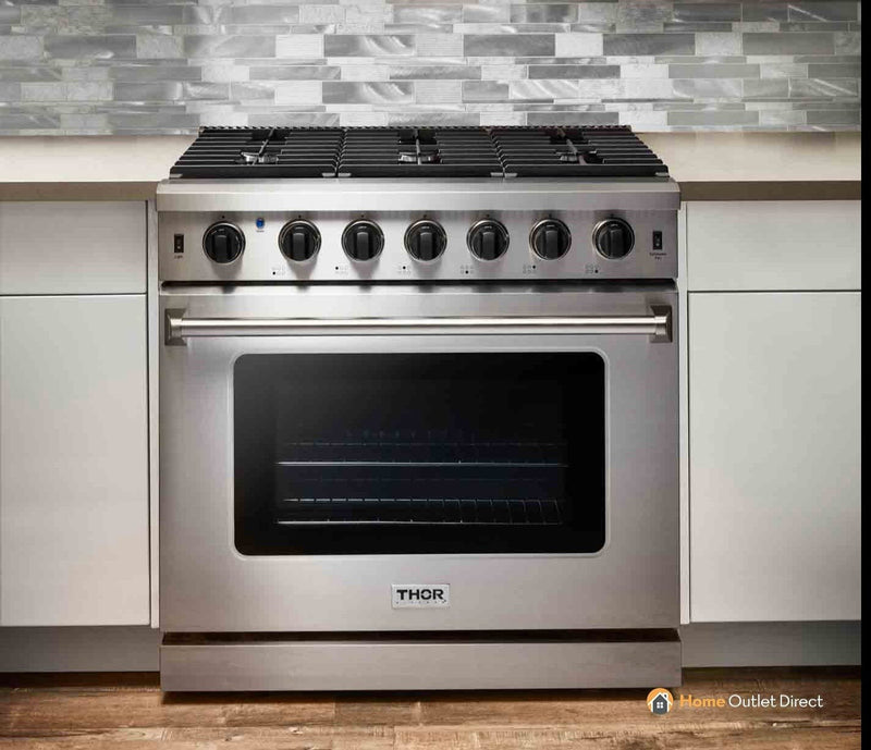 Thor Kitchen 36-Inch 6.0 Cu. Ft Single Oven Professional Gas Range in Stainless Steel LRG3601ULP