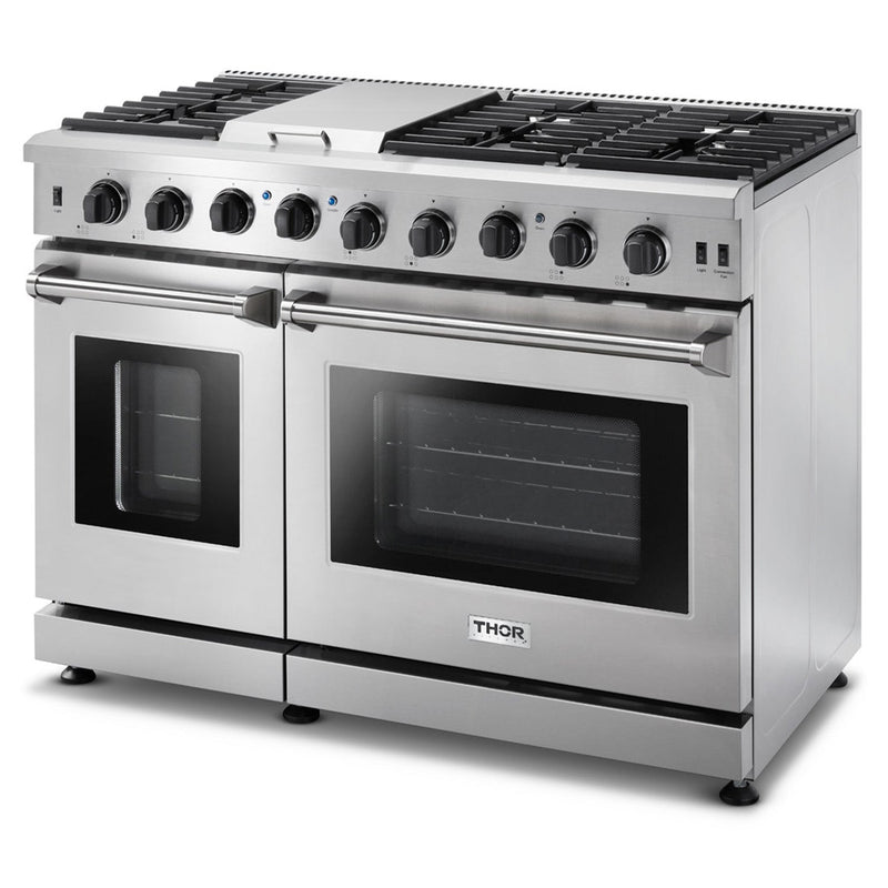 Thor Kitchen 48-Inch 6.8 cu. ft. Double Oven Gas Range in Stainless Steel LRG4807ULP