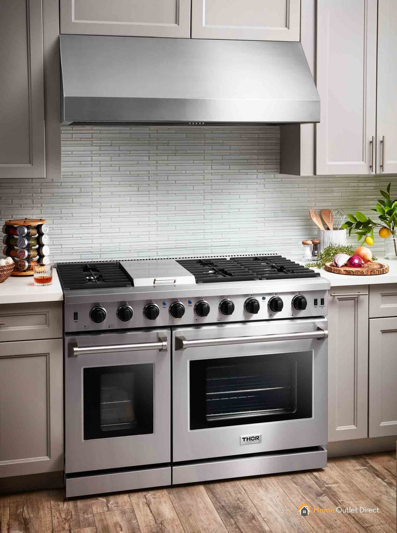 Thor Kitchen 48-Inch 6.8 cu. ft. Double Oven Gas Range in Stainless Steel LRG4807ULP