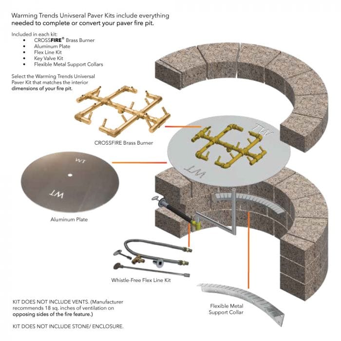 Warming Trends Crossfire UPK Universal Paver Kit For 29-31-Inch Circular or Square Openings