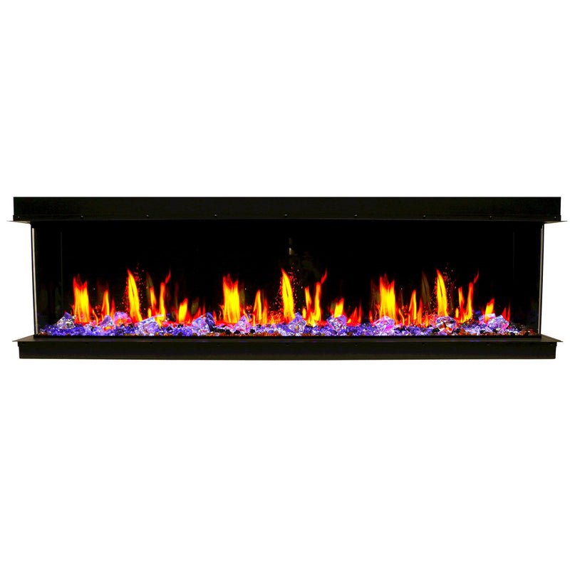 Litedeer Warmcastle 72" 3-Side Smart HD LED Electric fireplace wifi Fireplace app with Acrylic Crushed Ice Rocks ZEF72T