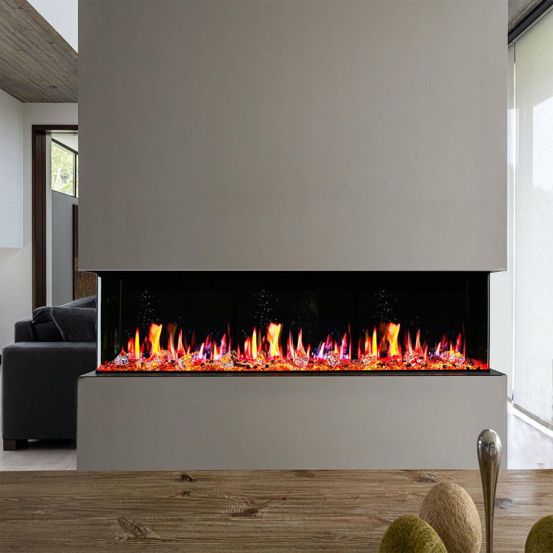 Litedeer Warmcastle 72" 3-Side Smart HD LED Electric fireplace wifi Fireplace app with Acrylic Crushed Ice Rocks ZEF72T