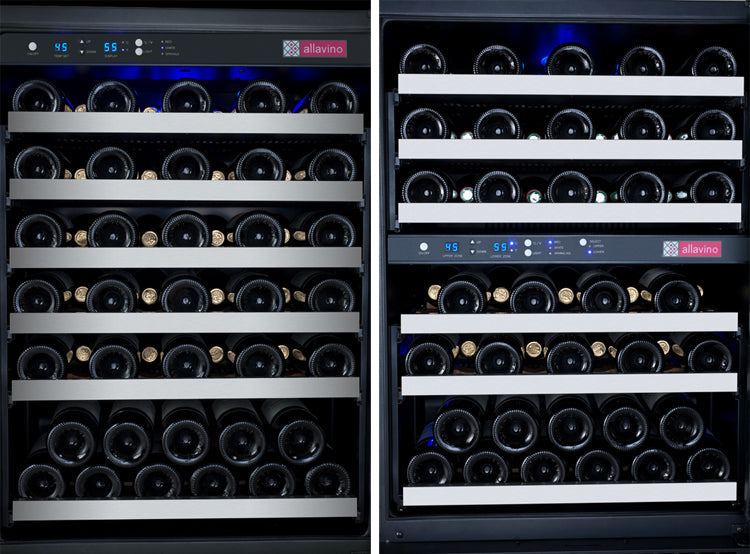 Allavino - 47"  112-Bottle Three-Zone FlexCount II Tru-Vino Side by Side Stainless Steel Wine Cooler (BF 3Z-VSWR5656-S20)